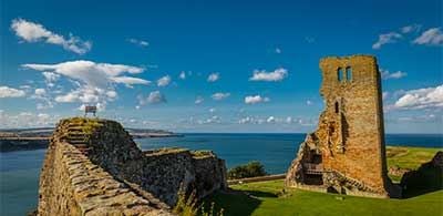 Ruins of Scarborough Castle overlooking Yorkshire coast