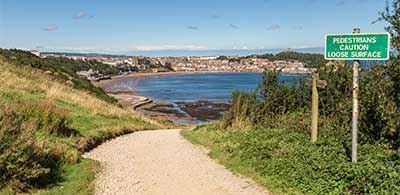 Stony pathway leading to waterfront at North Bay, Scarborough