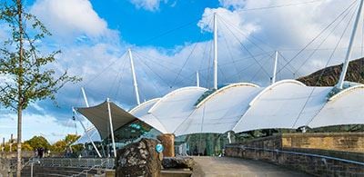 White domed entranced to the Dynamic Earth entrace 