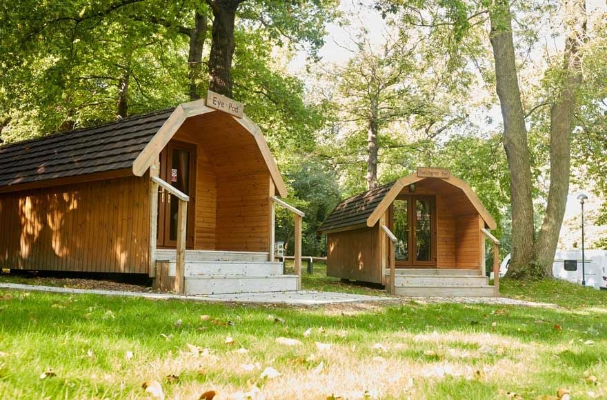 Camping pods at the Experience Freedom Abbey Wood campsite