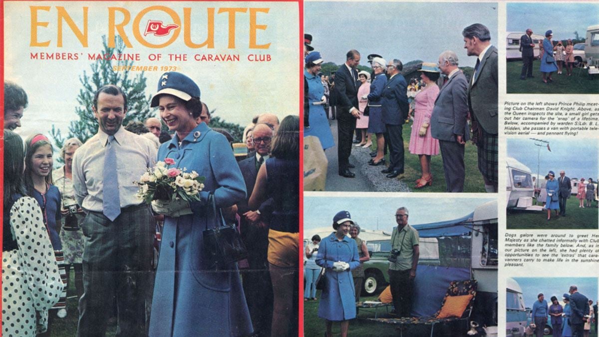 Cover of  September 1973 edition of En Route magazine showing Queen Elizabeth II holding flowers