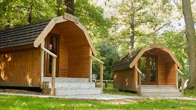 Stylish glamping pods at Abbey Wood Club Campsite