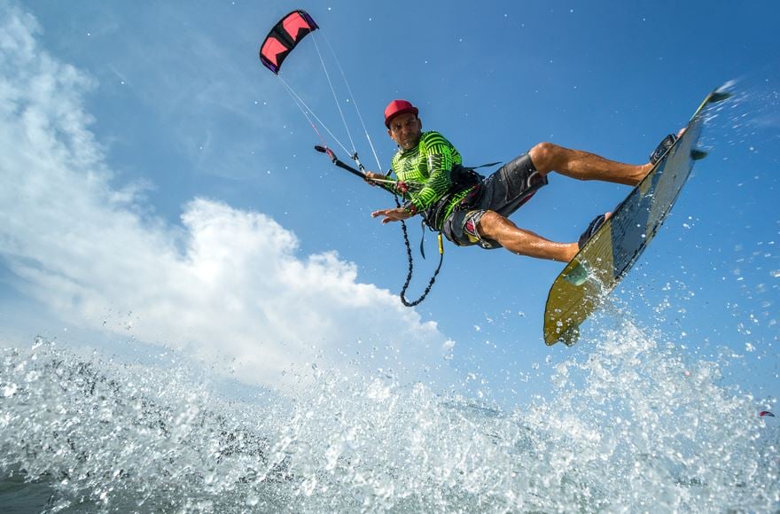 Kite surfer in mid-air