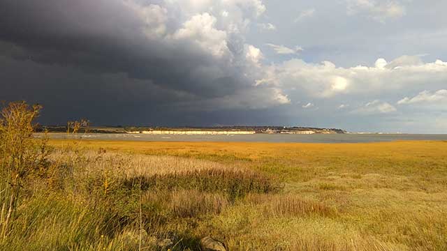 Stormy skies over Pegwell Bay, near Black Horse Farm Club Campsite