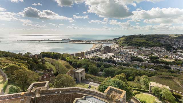 View of the town and the port, rom Dover Castle