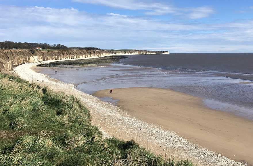 View of sandy South Beach and the bay at Bridlington