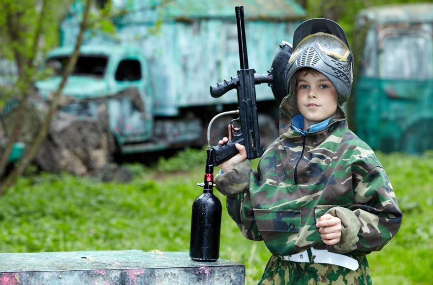 Child at paintball site near Durham Grange