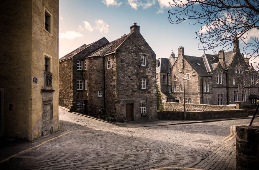 Stone buildings on cobbled streets