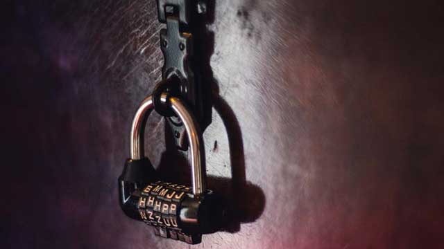 A combination lock on an Escape Room, near Gatwick Club Campsite