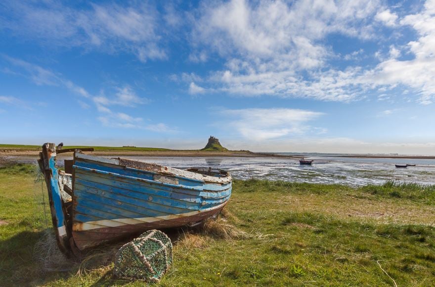 abandoned boat on the coast near Lindisfarne