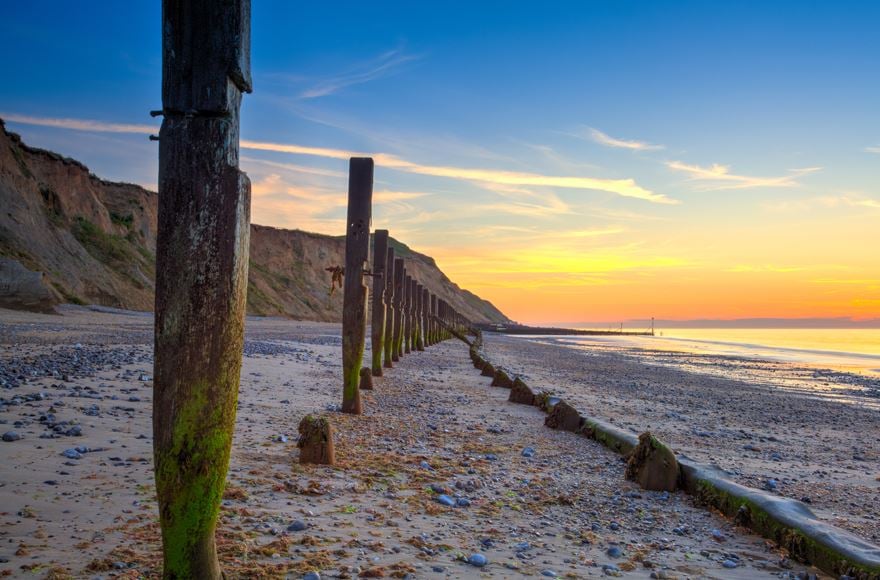 Sheringham beach at sunset