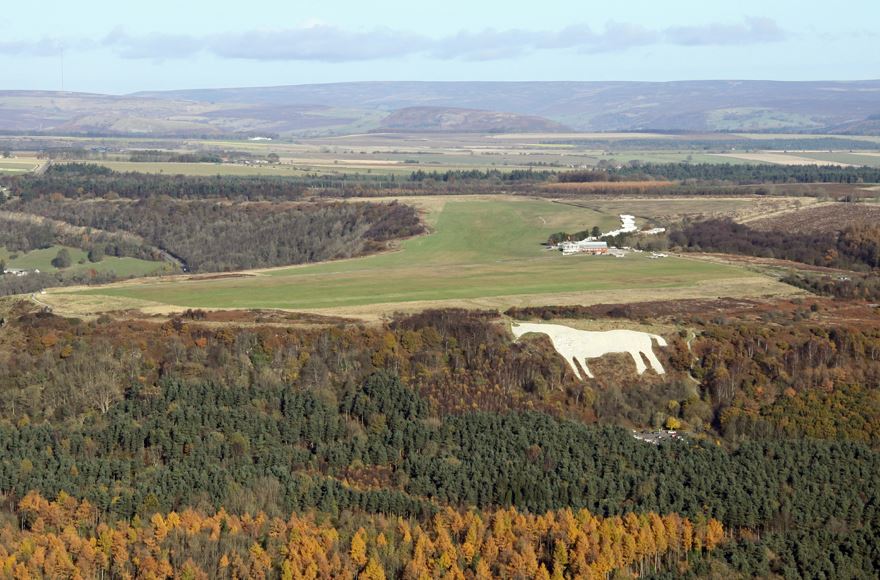 White horse carved on the hillside near Thirsk