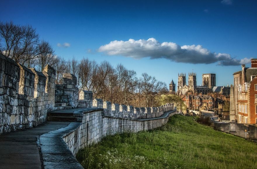 York ancient city walls with the Cathedral in the background