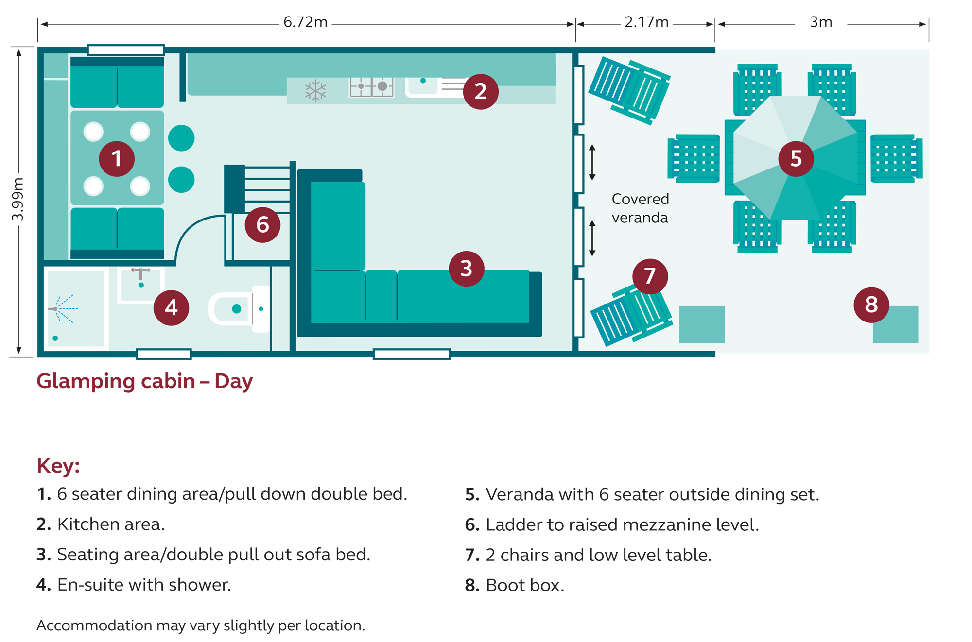 day floor plan for glamping cabins