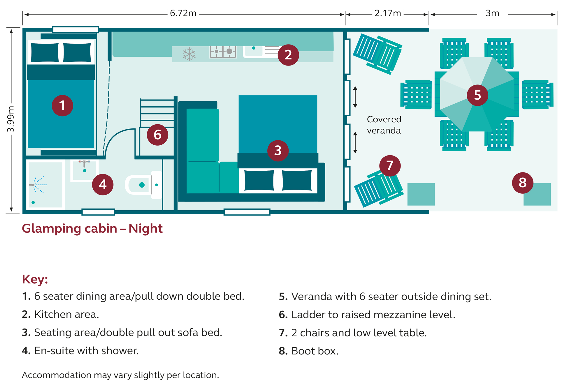 night floor plan for glamping cabins