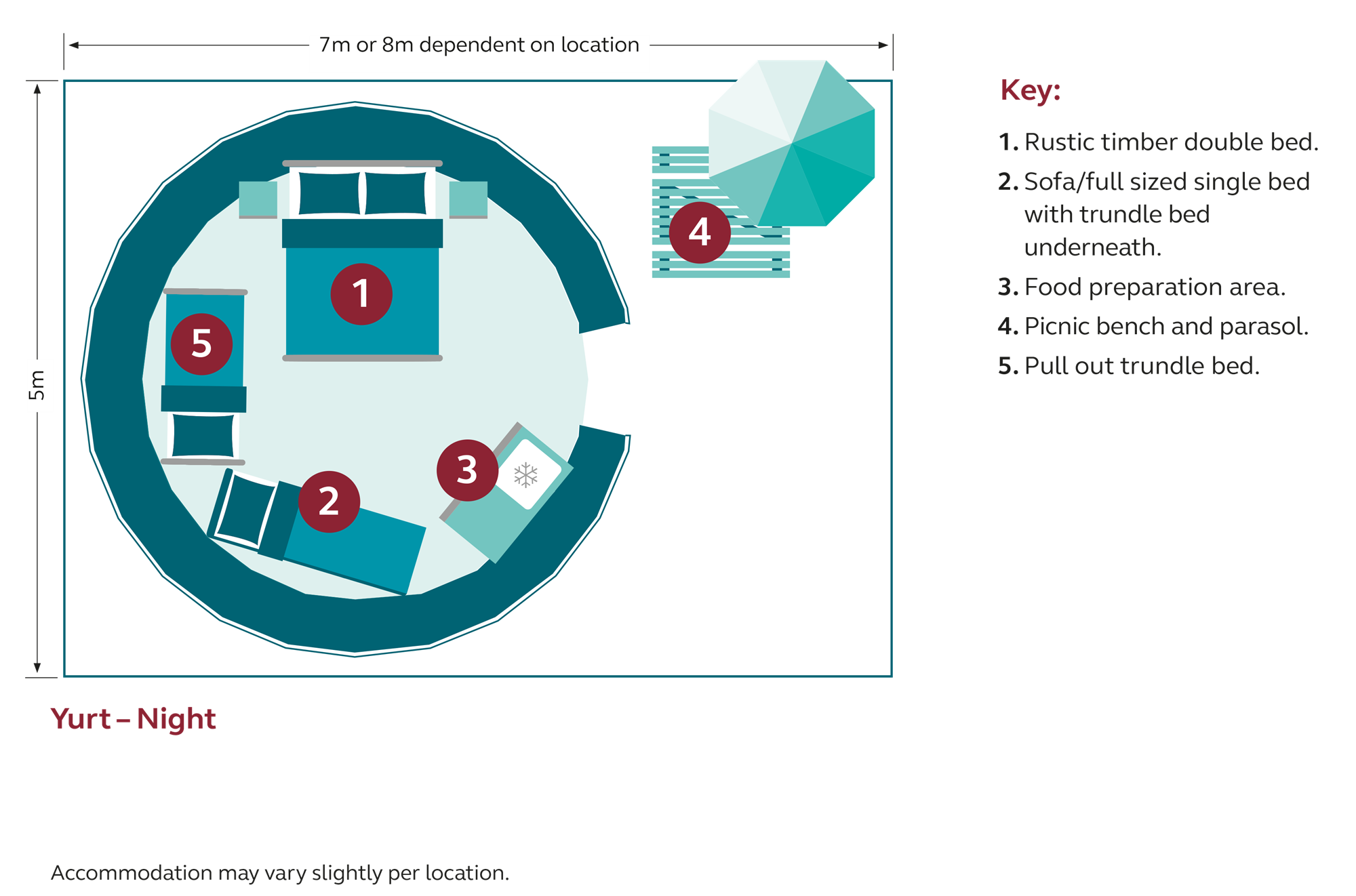 night floor plan for yurts