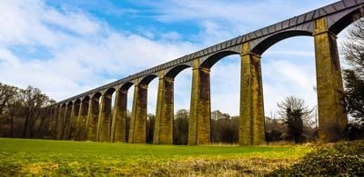 Arches of Pontcycsyllte Aqueduct, tallest aqueduct in Wales